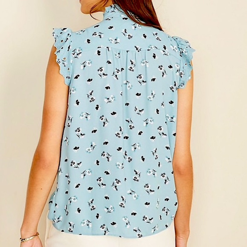 NWT Ann Taylor floral pleated ruffle blouse - Picture 2 of 12